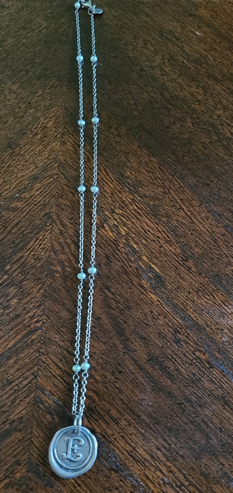 Wax Poetic "E" necklace